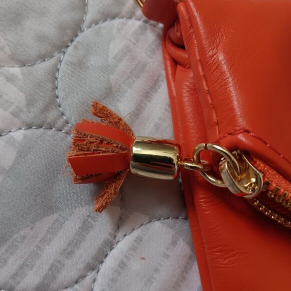 Vera Pelle Orange Italian Leather Purse Tassel Magnetic Closure Designer - Picture 9 of 15